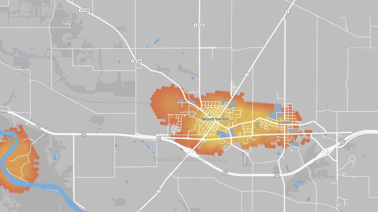 Bike Grade map of Mount Vernon, IA