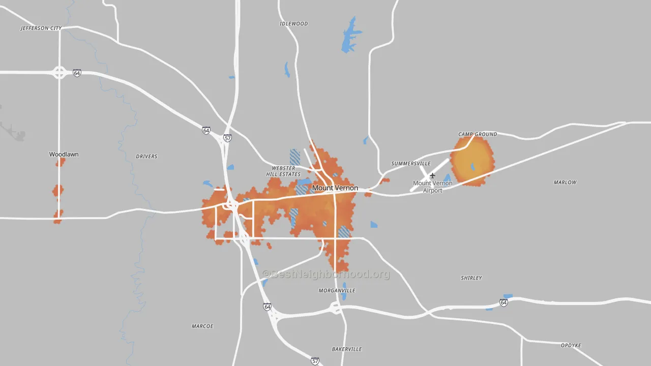 Bike Grade map of Mount Vernon, IL