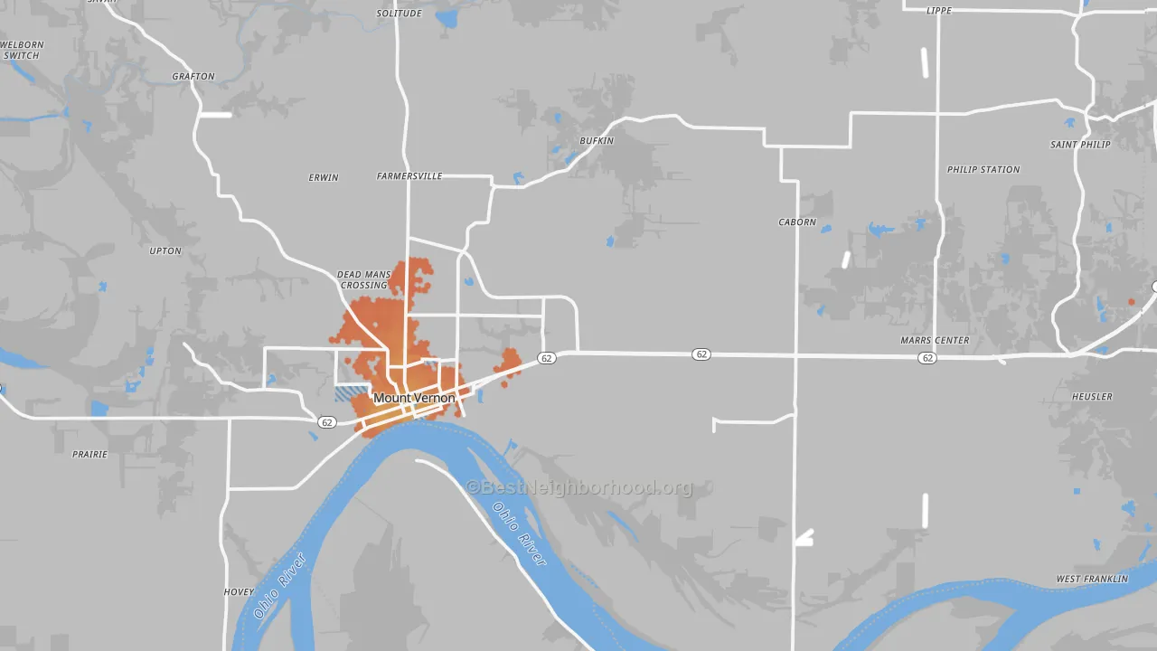 Bike Grade map of Mount Vernon, IN