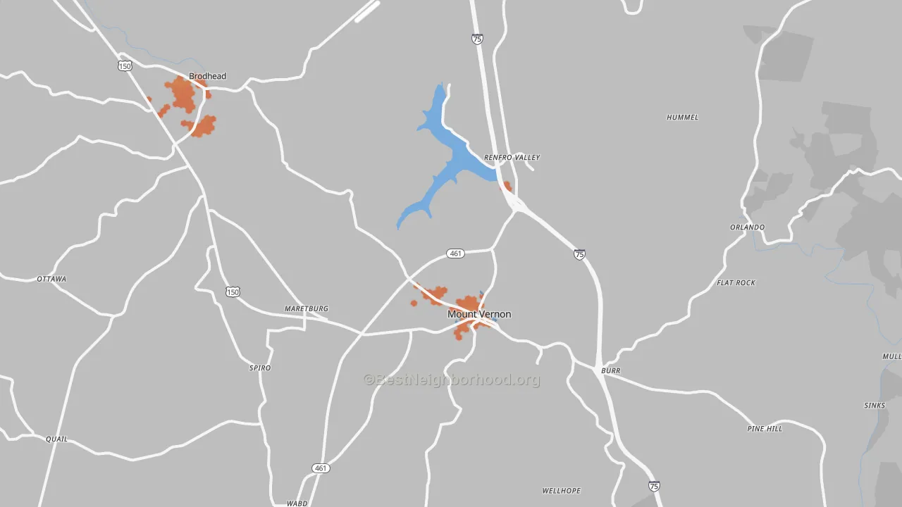 Bike Grade map of Mount Vernon, KY