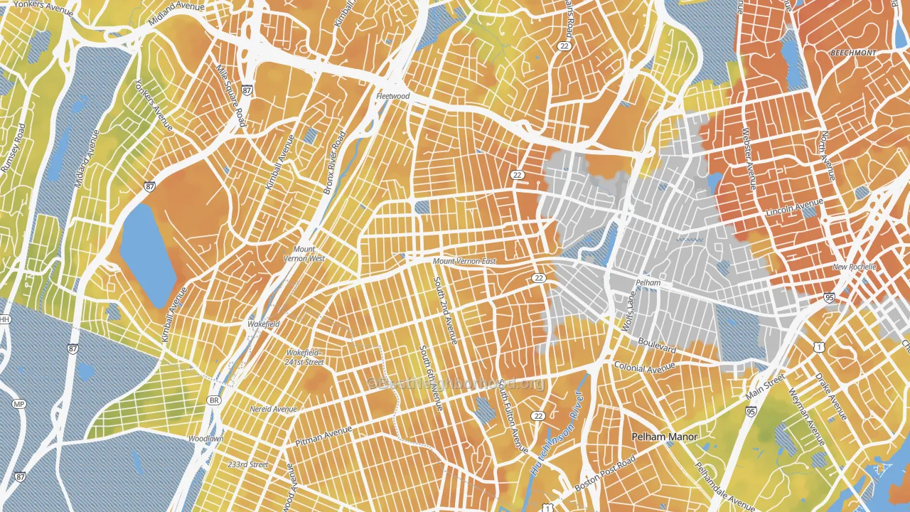 Bike Grade map of Mount Vernon, NY