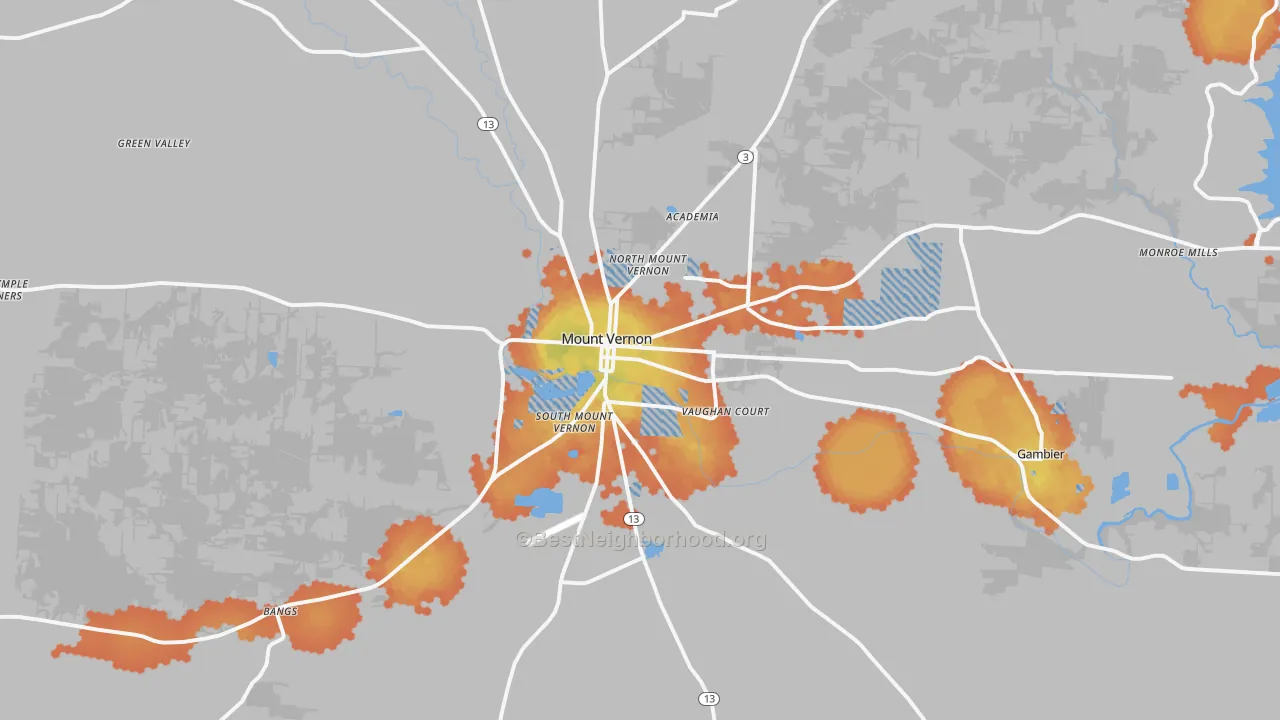 Bike Grade map of Mount Vernon, OH