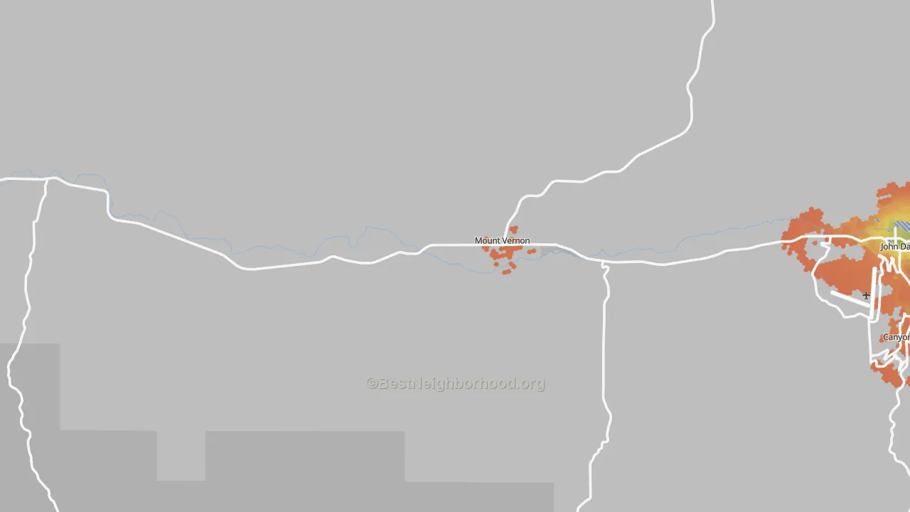Bike Grade map of Mount Vernon, OR