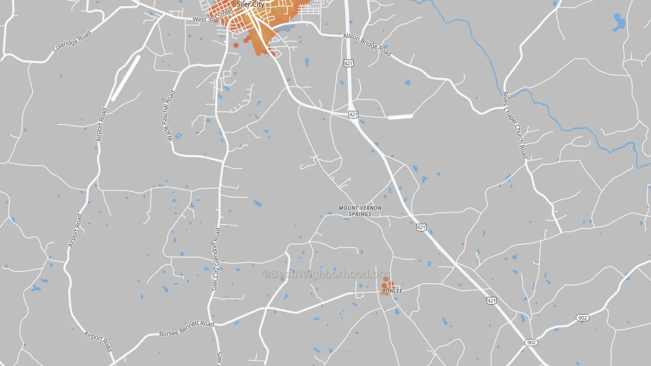 Bike Grade map of Mount Vernon Springs, NC
