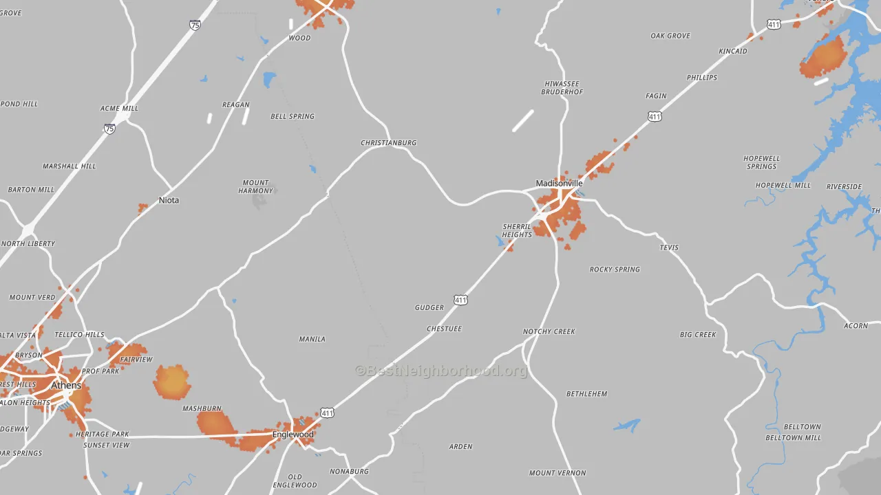 Bike Grade map of Mount Vernon, TN