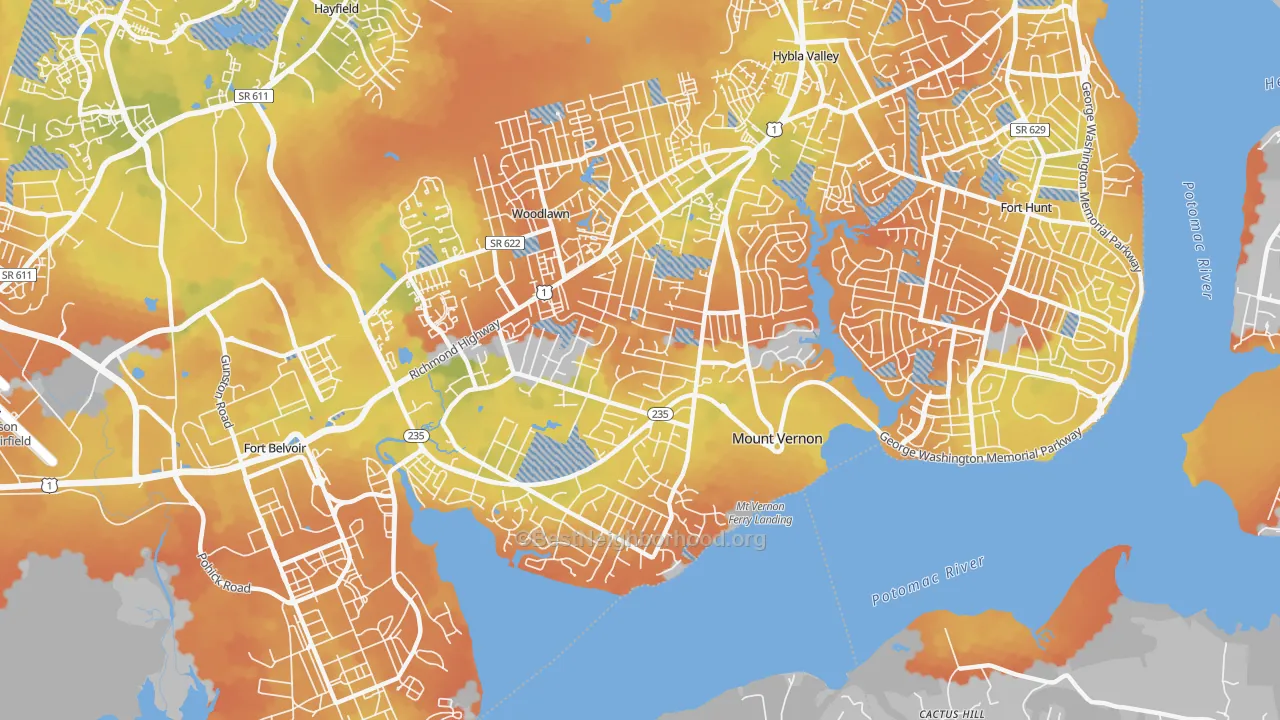 Bike Grade map of Mount Vernon, VA