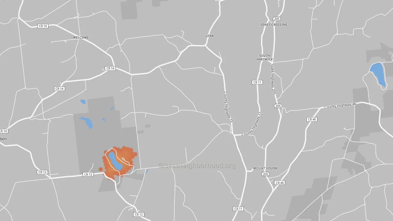 Bike Grade map of Mount Vision, NY