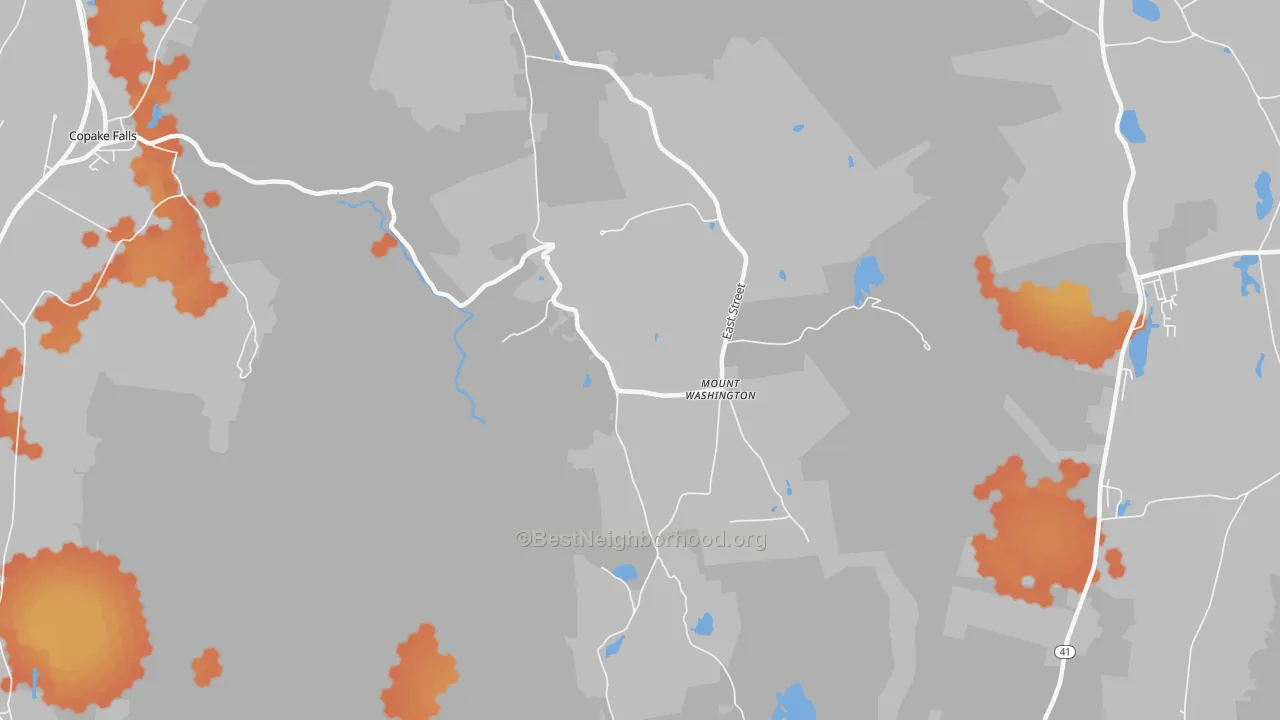 Bike Grade map of Mount Washington, MA