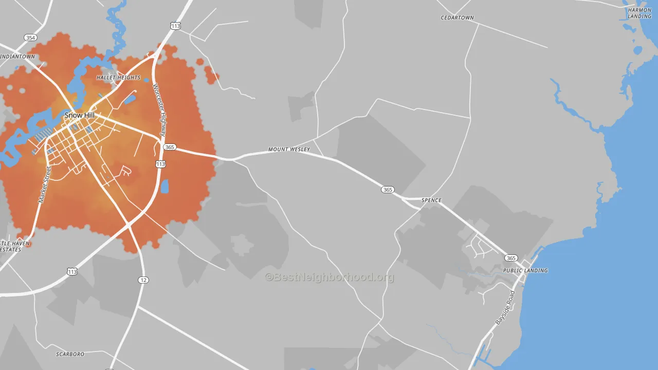 Bike Grade map of Mount Wesley, MD