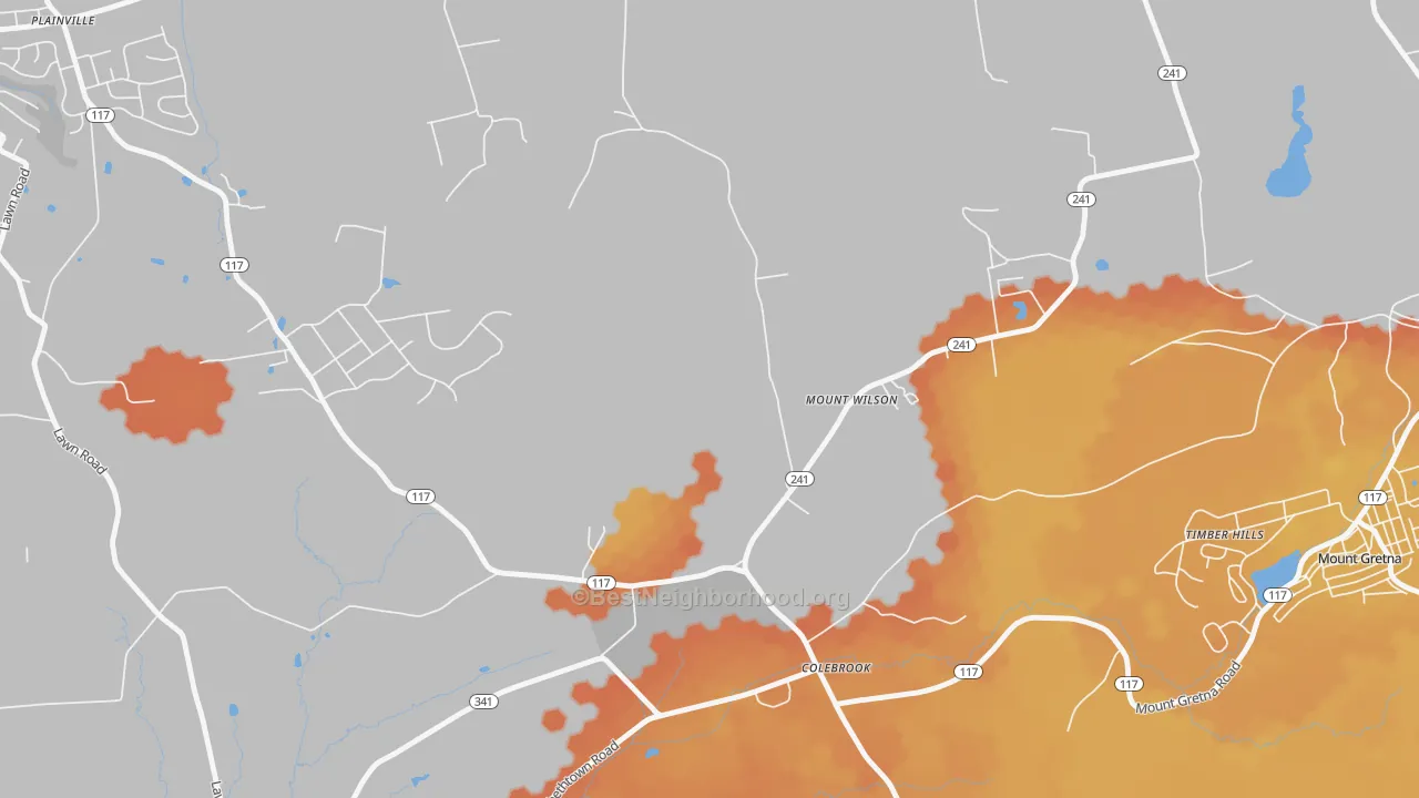 Bike Grade map of Mount Wilson, PA