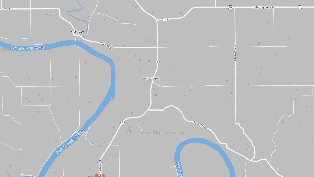 Bike Grade map of Mount Zion, IA