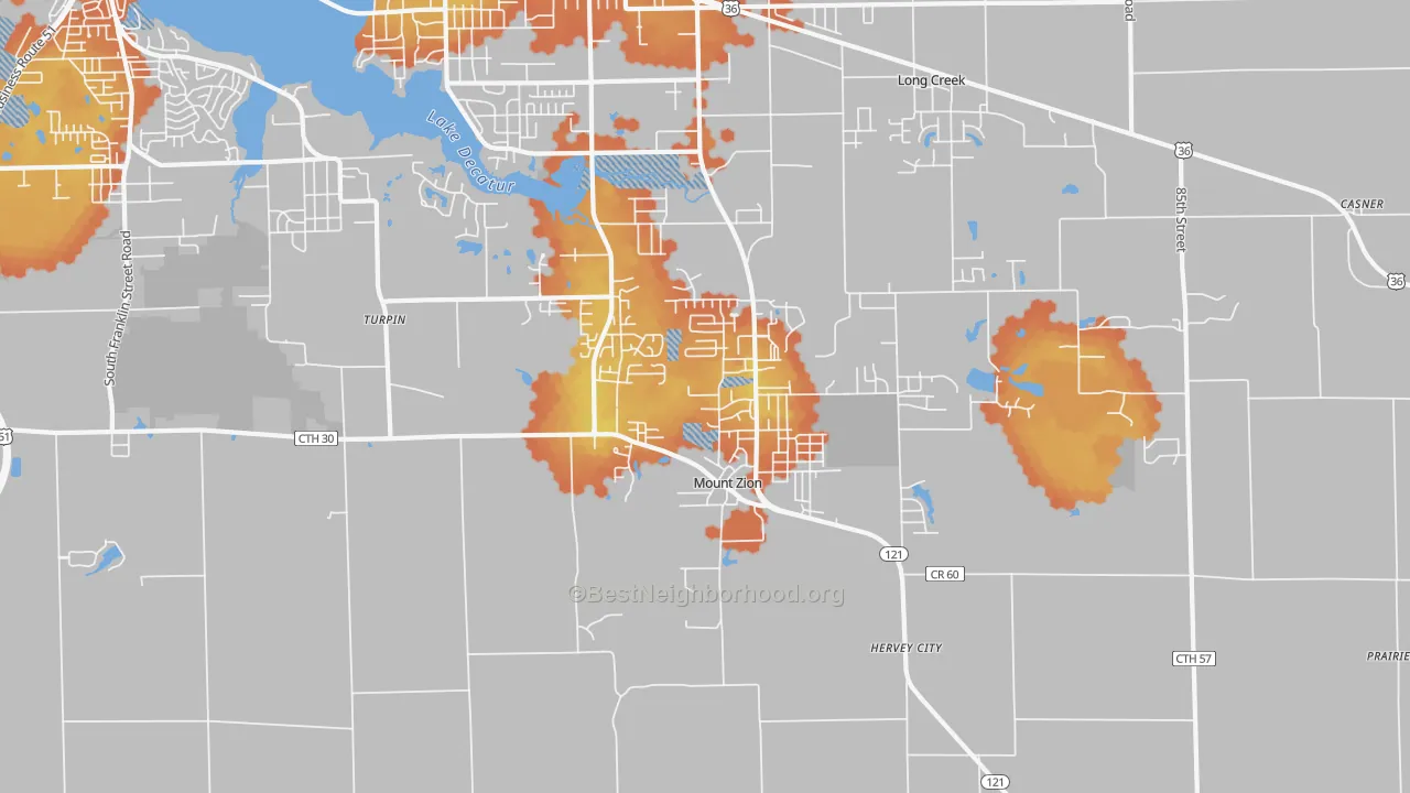 Bike Grade map of Mount Zion, IL