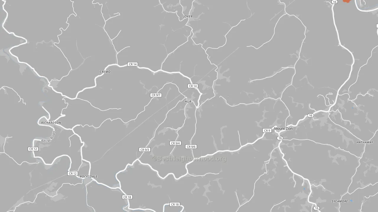 Bike Grade map of Mount Zion, WV