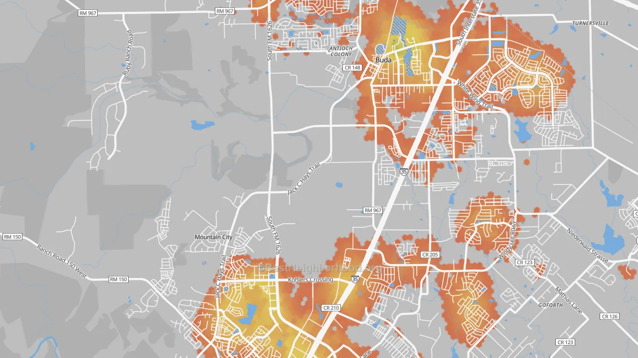 Bike Grade map of Mountain City, TX