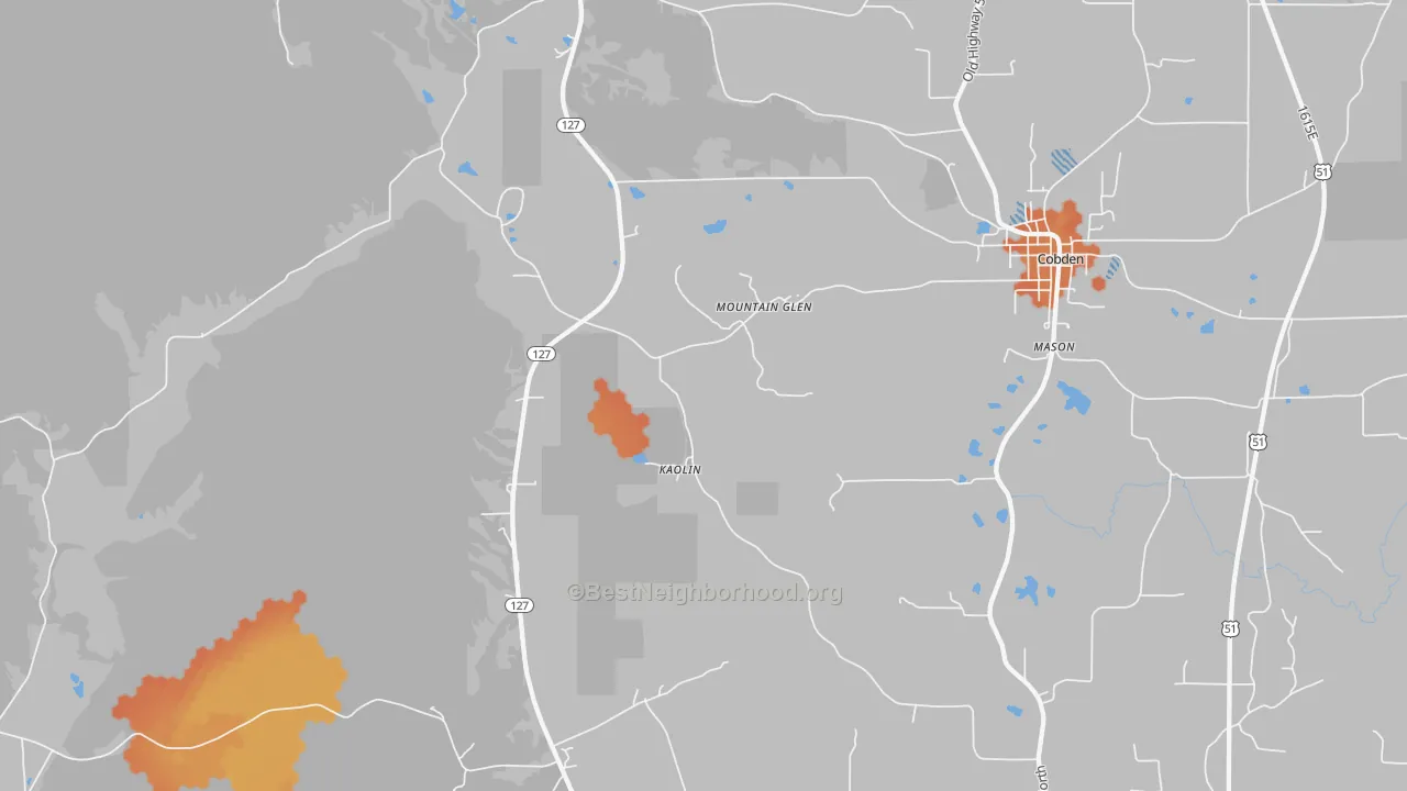 Bike Grade map of Mountain Glen, IL