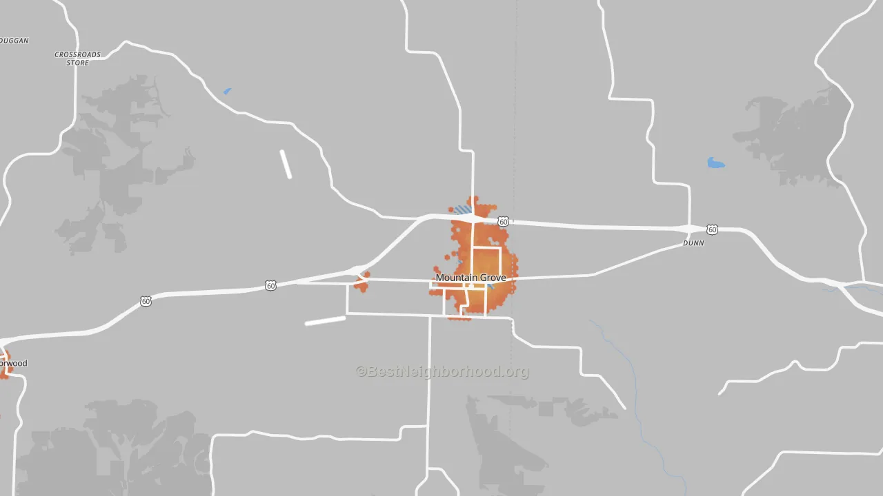 Bike Grade map of Mountain Grove, MO