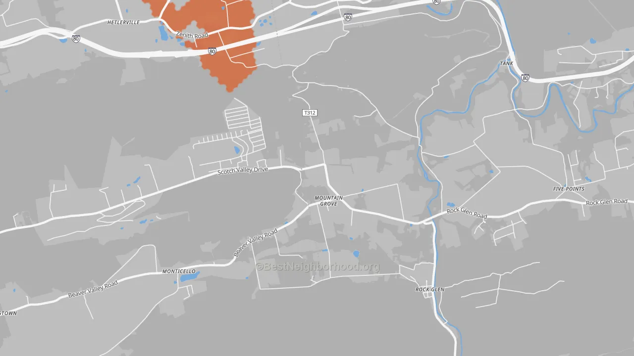 Bike Grade map of Mountain Grove, PA