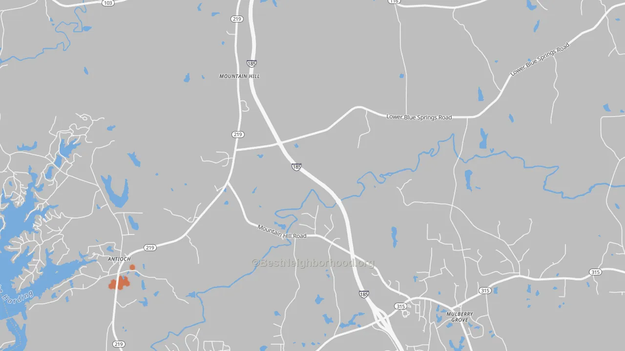 Bike Grade map of Mountain Hill, GA