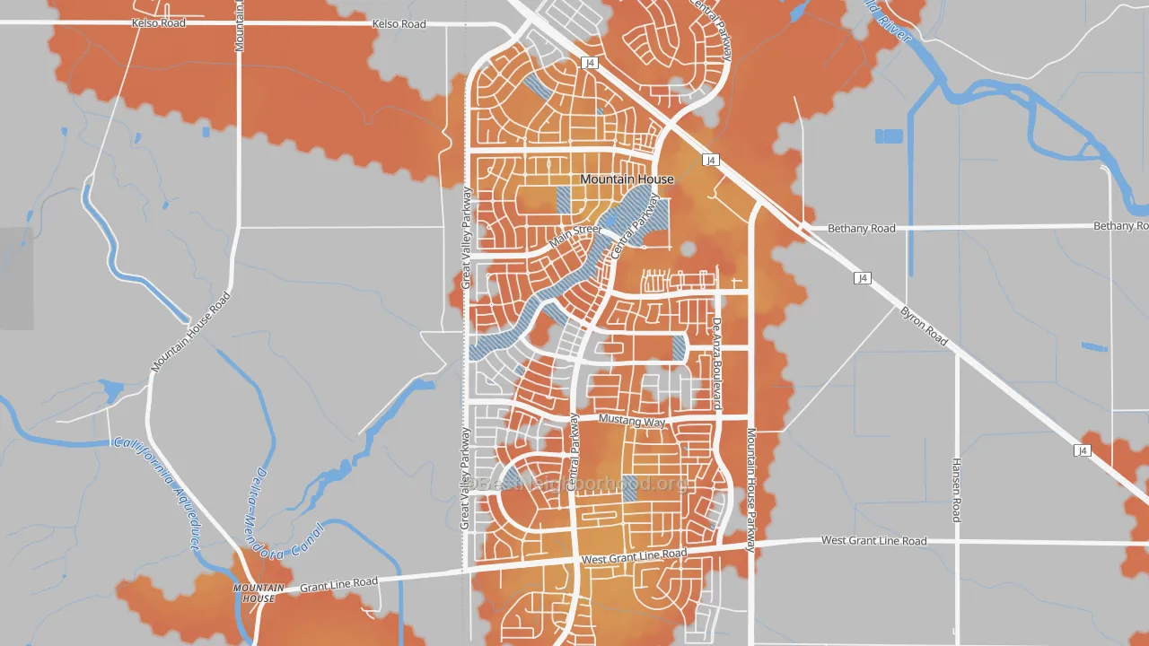 Bike Grade map of Mountain House, CA