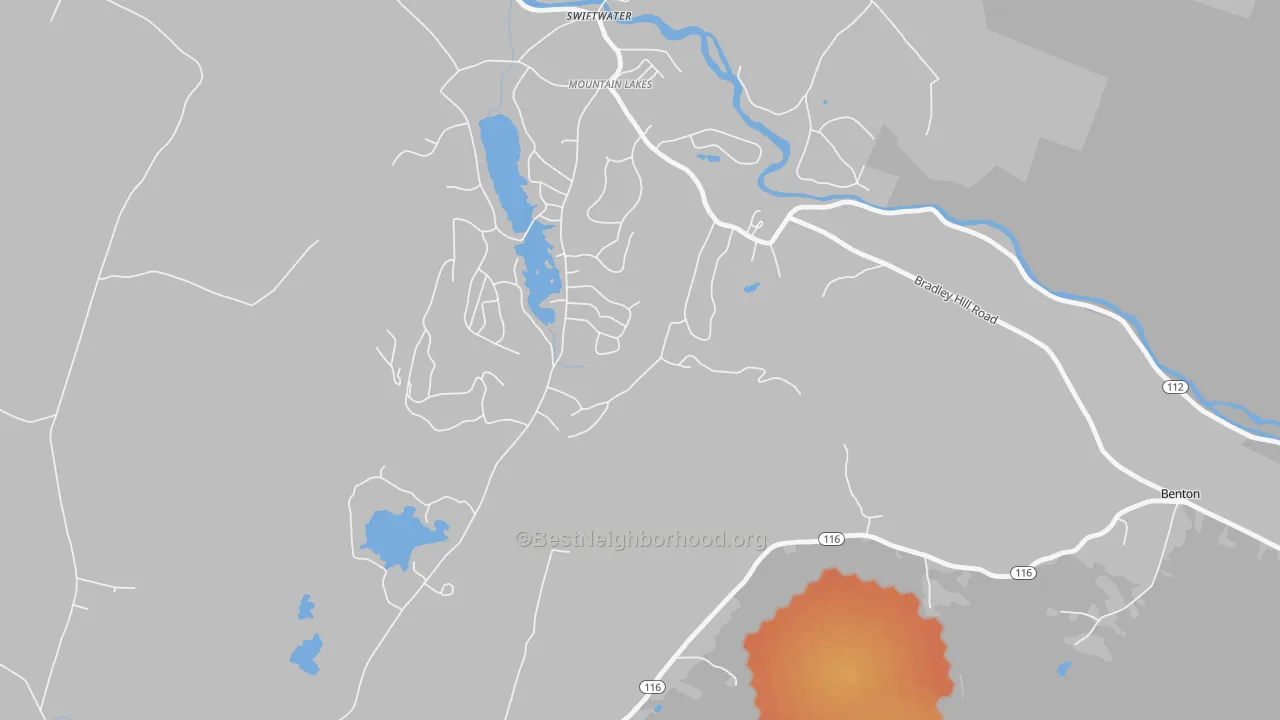 Bike Grade map of Mountain Lakes, NH