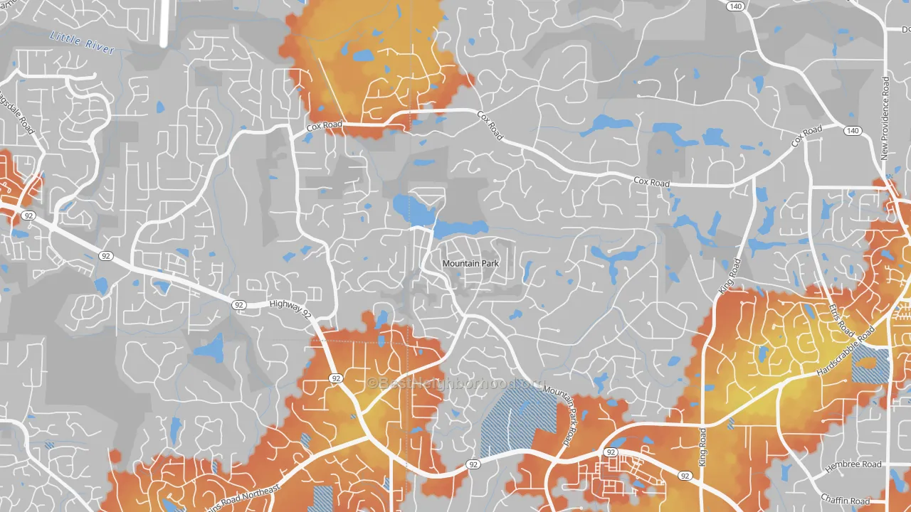 Bike Grade map of Mountain Park, GA