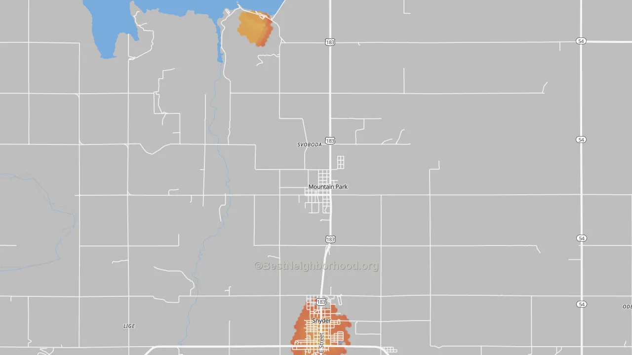 Bike Grade map of Mountain Park, OK