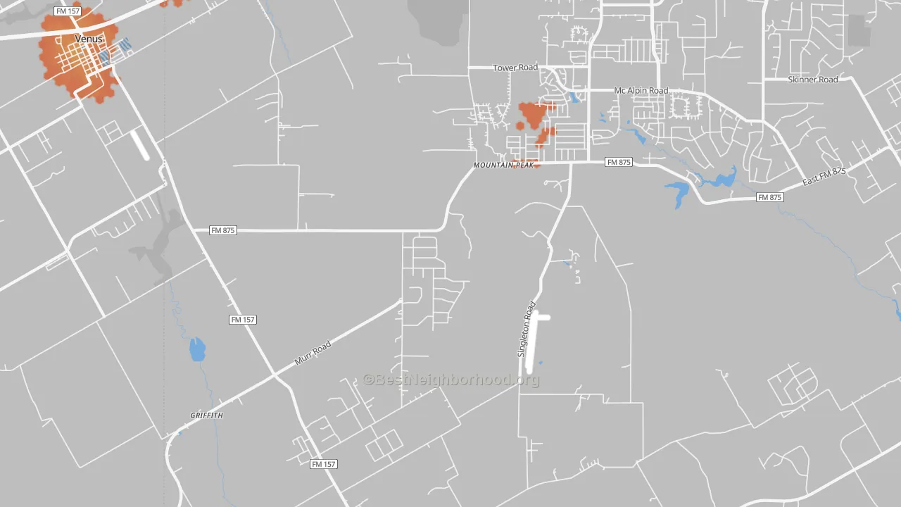 Bike Grade map of Mountain Peak, TX