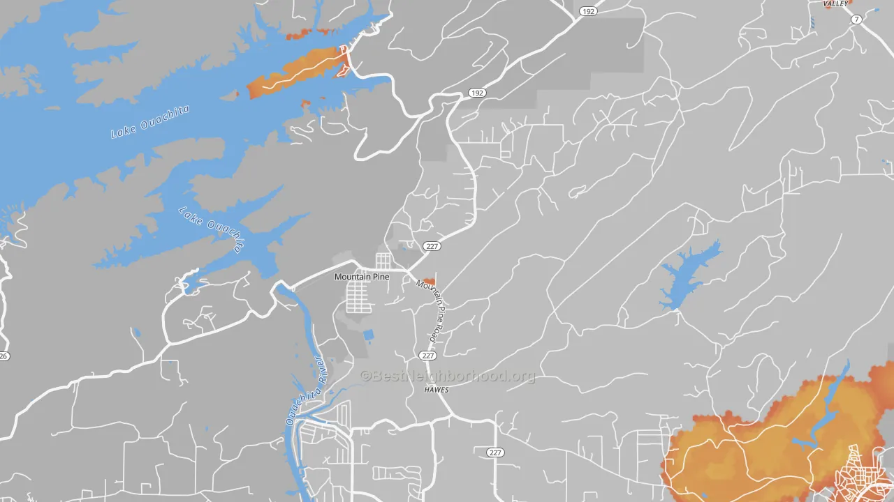 Bike Grade map of Mountain Pine, AR