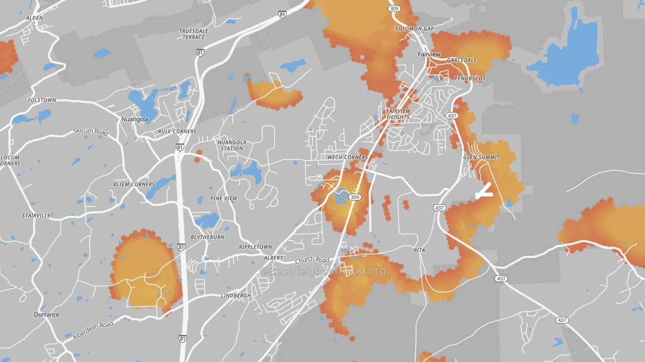 Bike Grade map of Mountain Top, PA