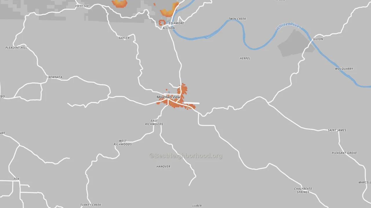 Bike Grade map of Mountain View, AR