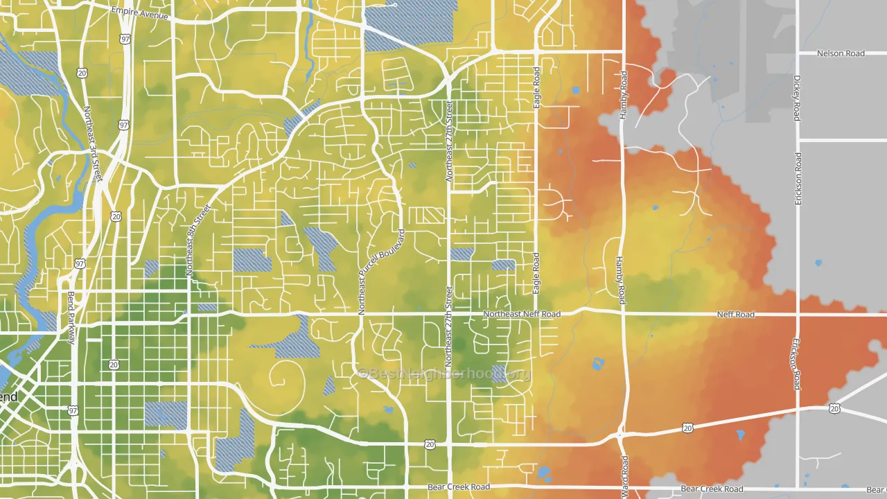 Bike Grade map of Mountain View, Bend, OR