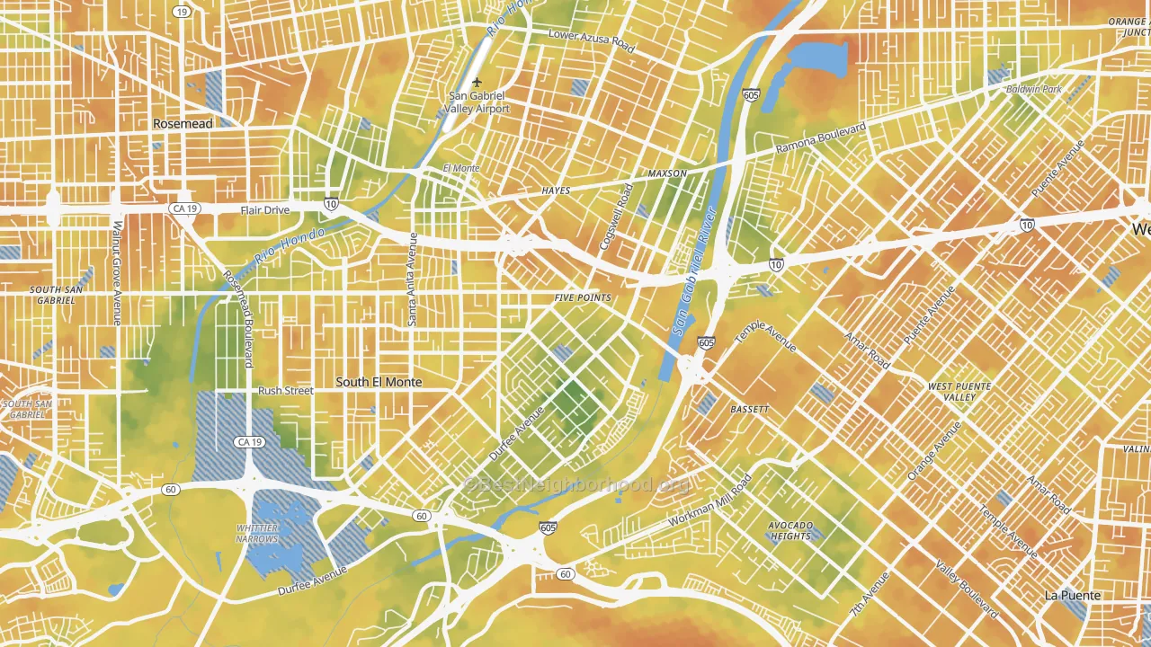 Bike Grade map of Mountain View, El Monte, CA