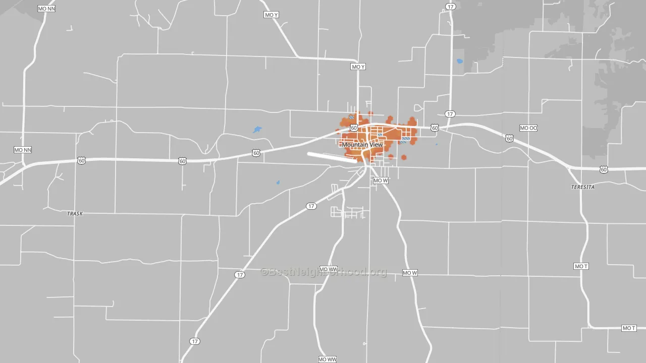 Bike Grade map of Mountain View, MO