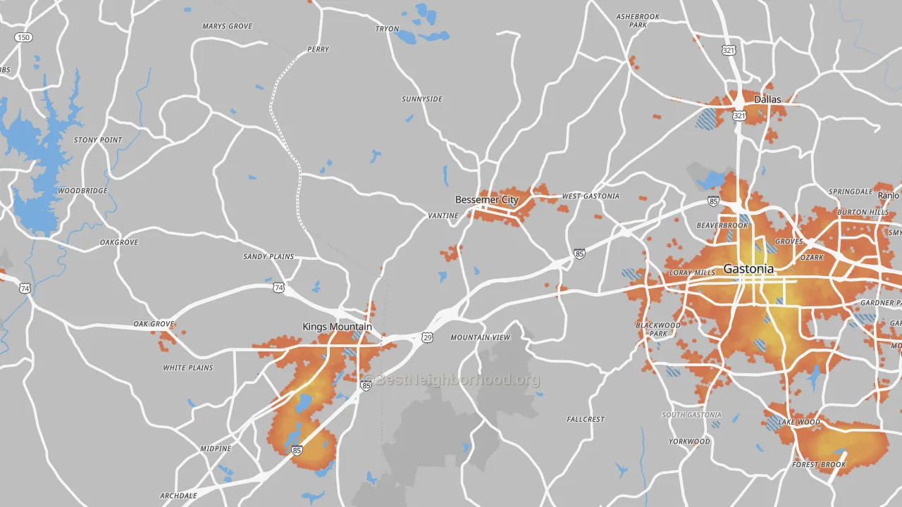 Bike Grade map of Mountain View, NC