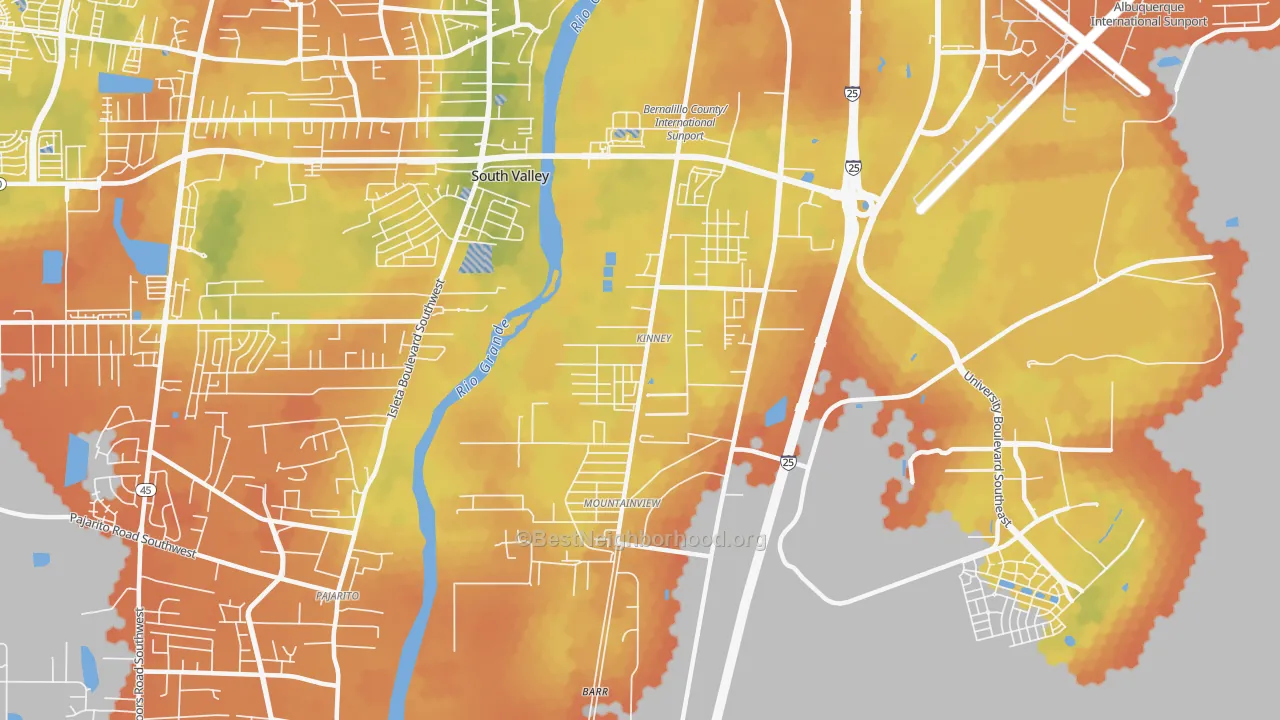 Bike Grade map of Mountain View, South Valley, NM
