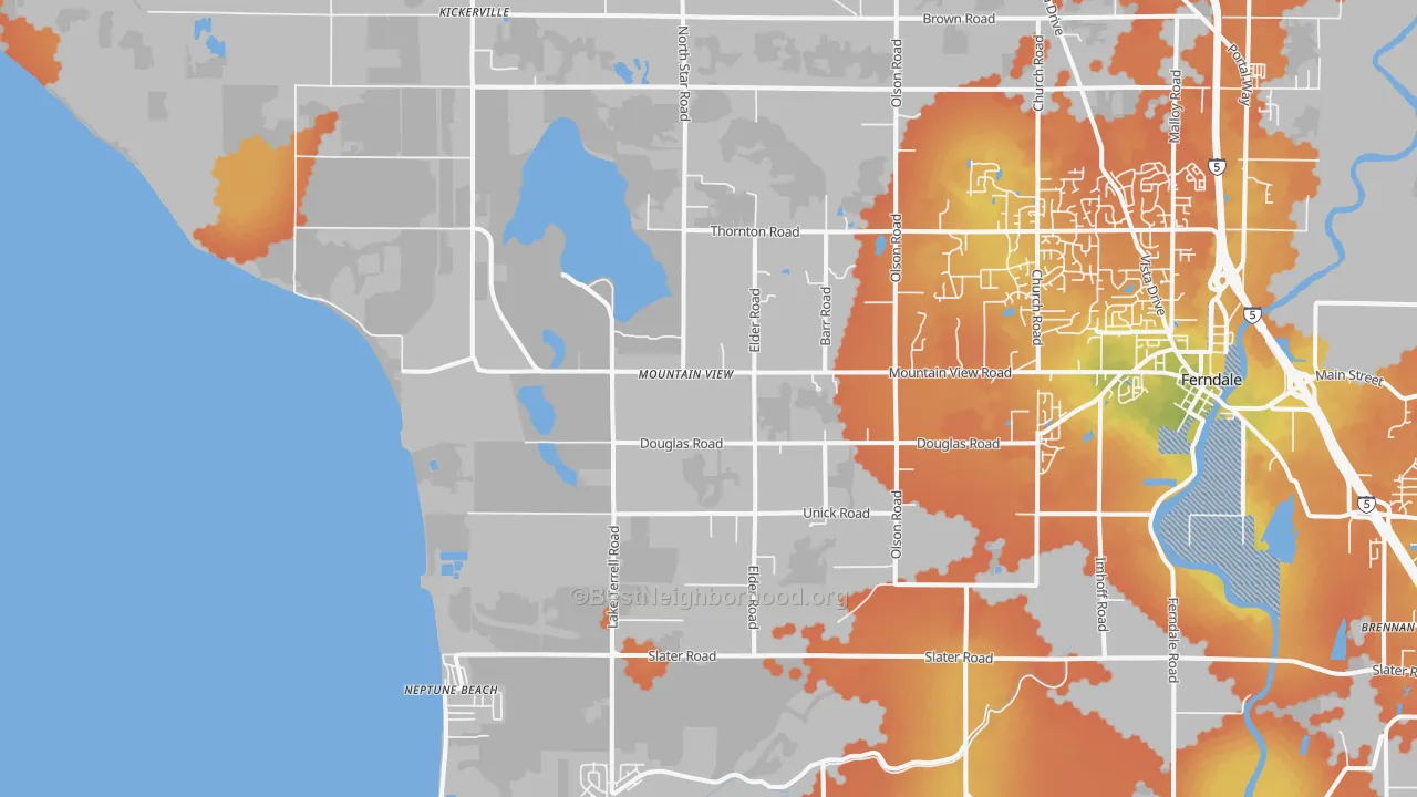 Bike Grade map of Mountain View, WA