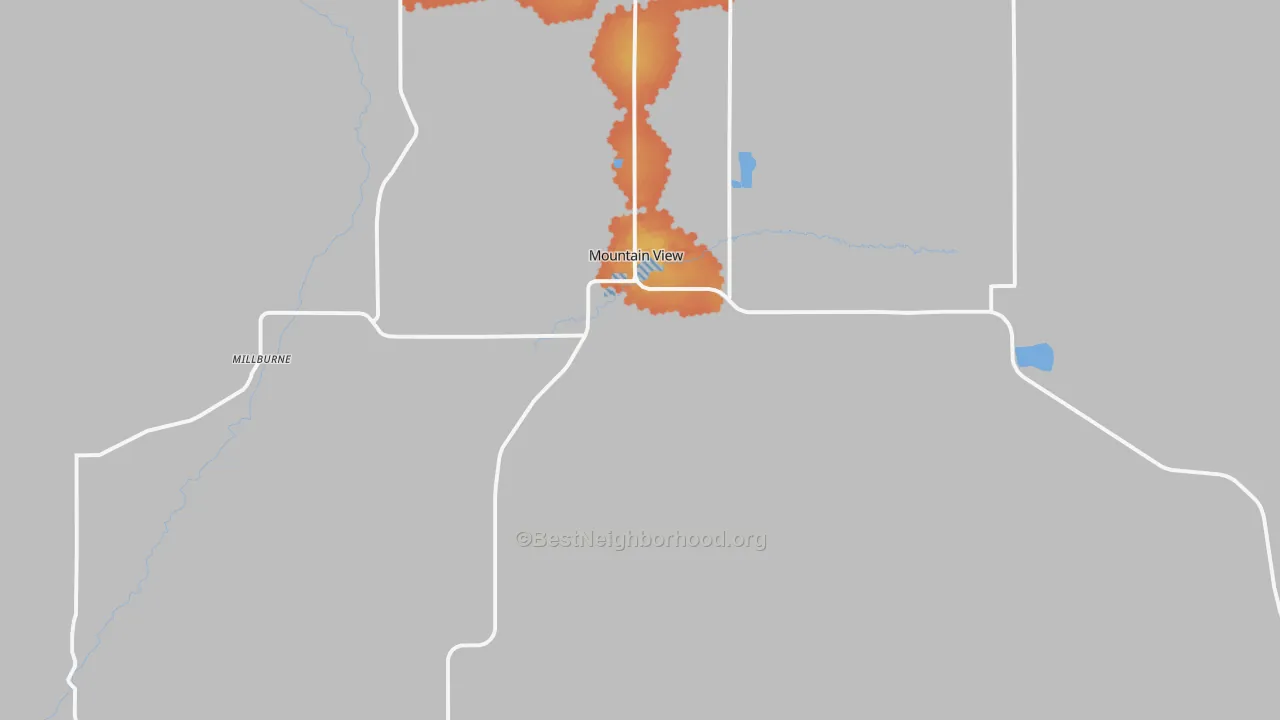 Bike Grade map of Mountain View, WY