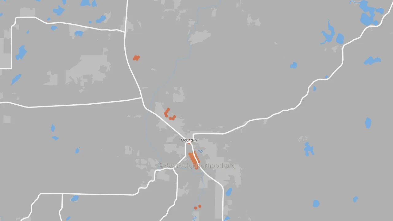 Bike Grade map of Mountain, WI