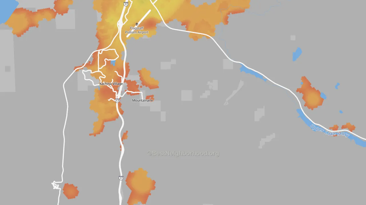 Bike Grade map of Mountainaire, AZ