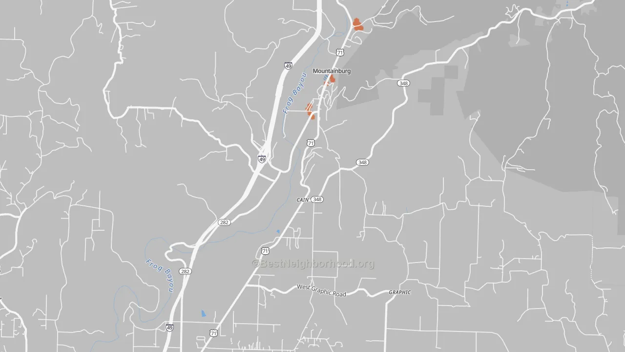 Bike Grade map of Mountainburg, AR