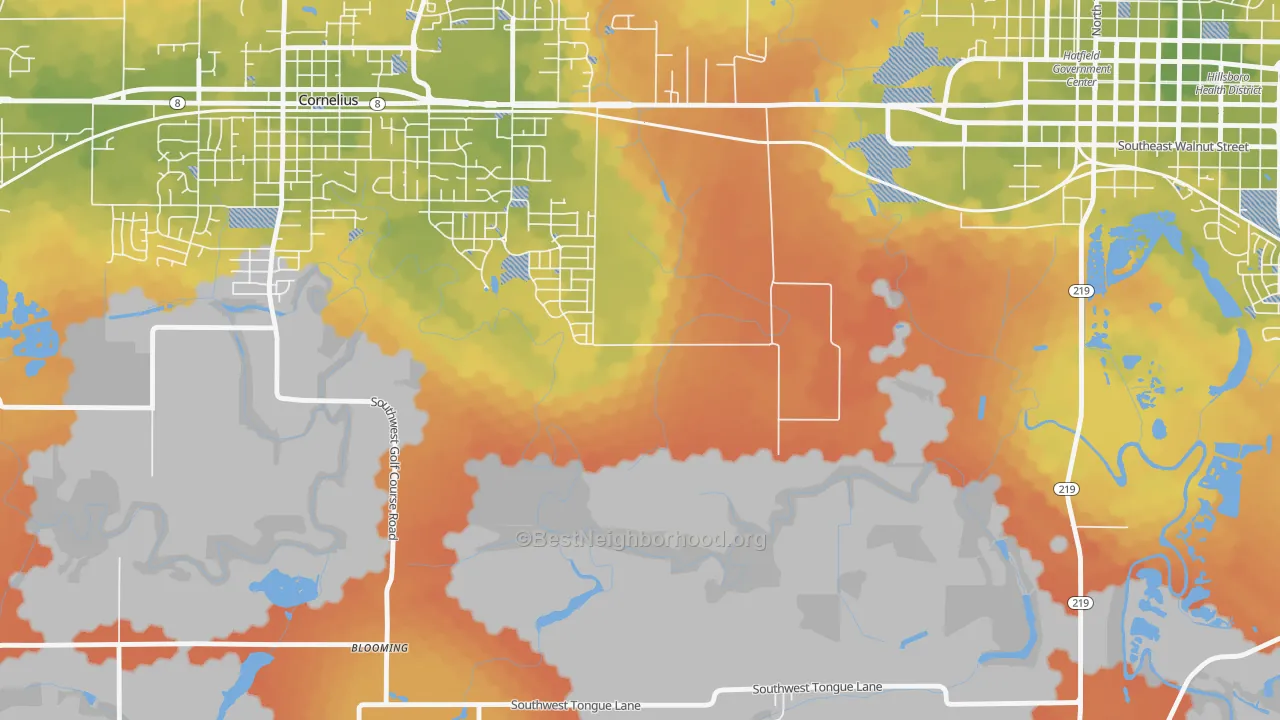 Bike Grade map of Mountaindale, OR