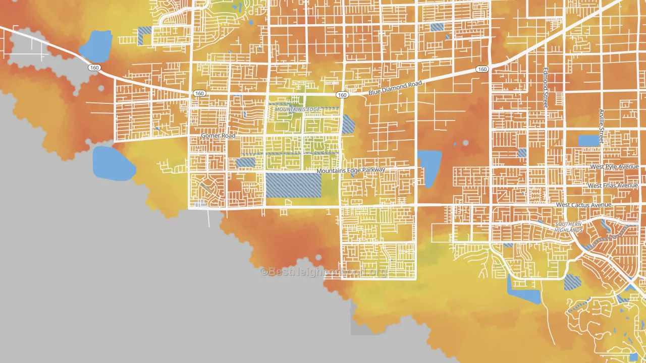 Bike Grade map of Mountain's Edge, Las Vegas, NV