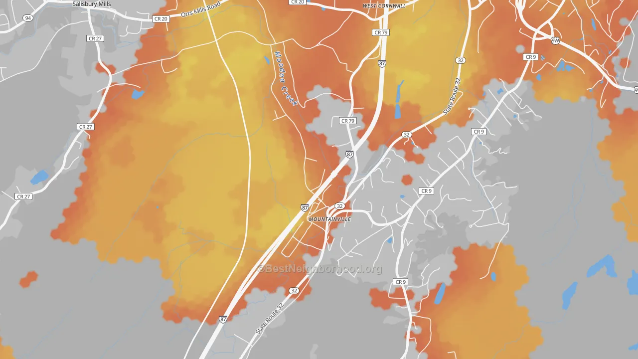Bike Grade map of Mountainville, NY