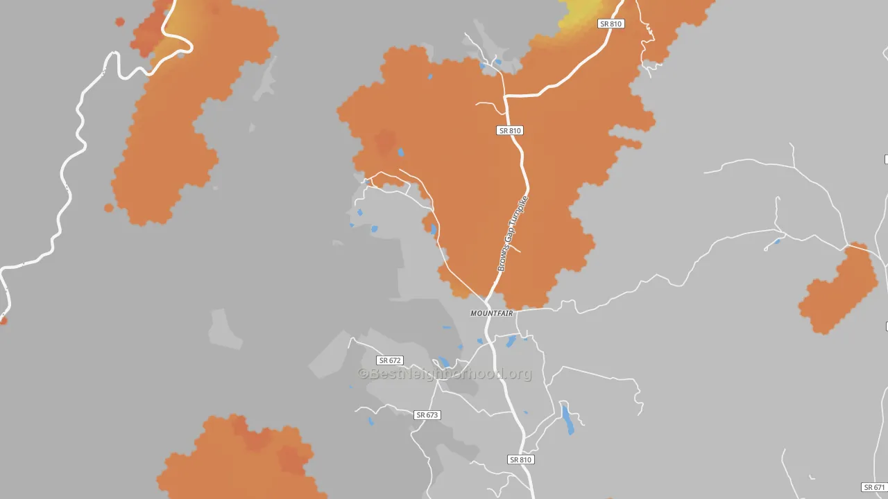 Bike Grade map of Mountfair, VA