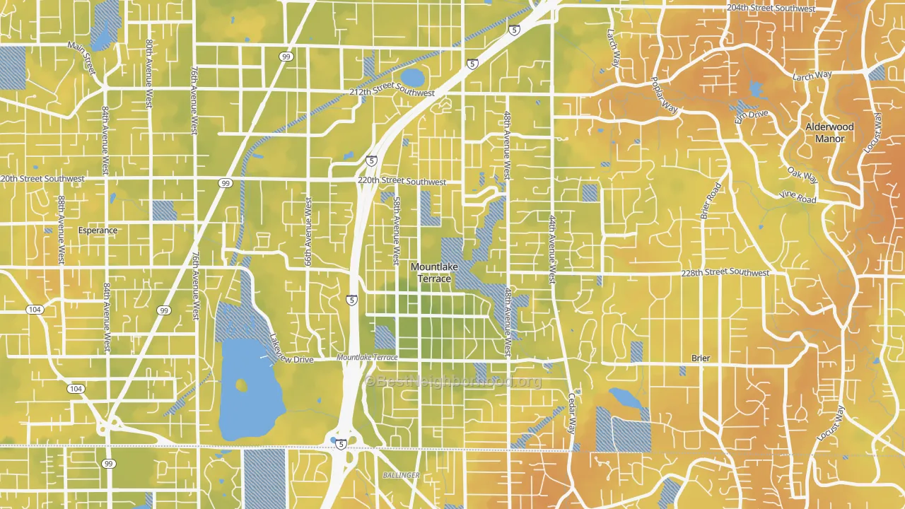Bike Grade map of Mountlake Terrace, WA