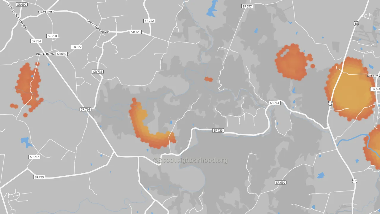Bike Grade map of Mountville, VA