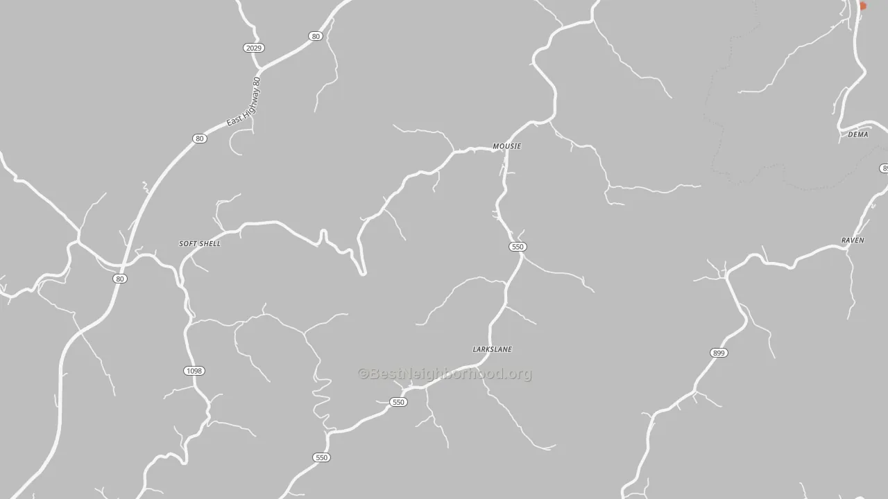 Bike Grade map of Mousie, KY