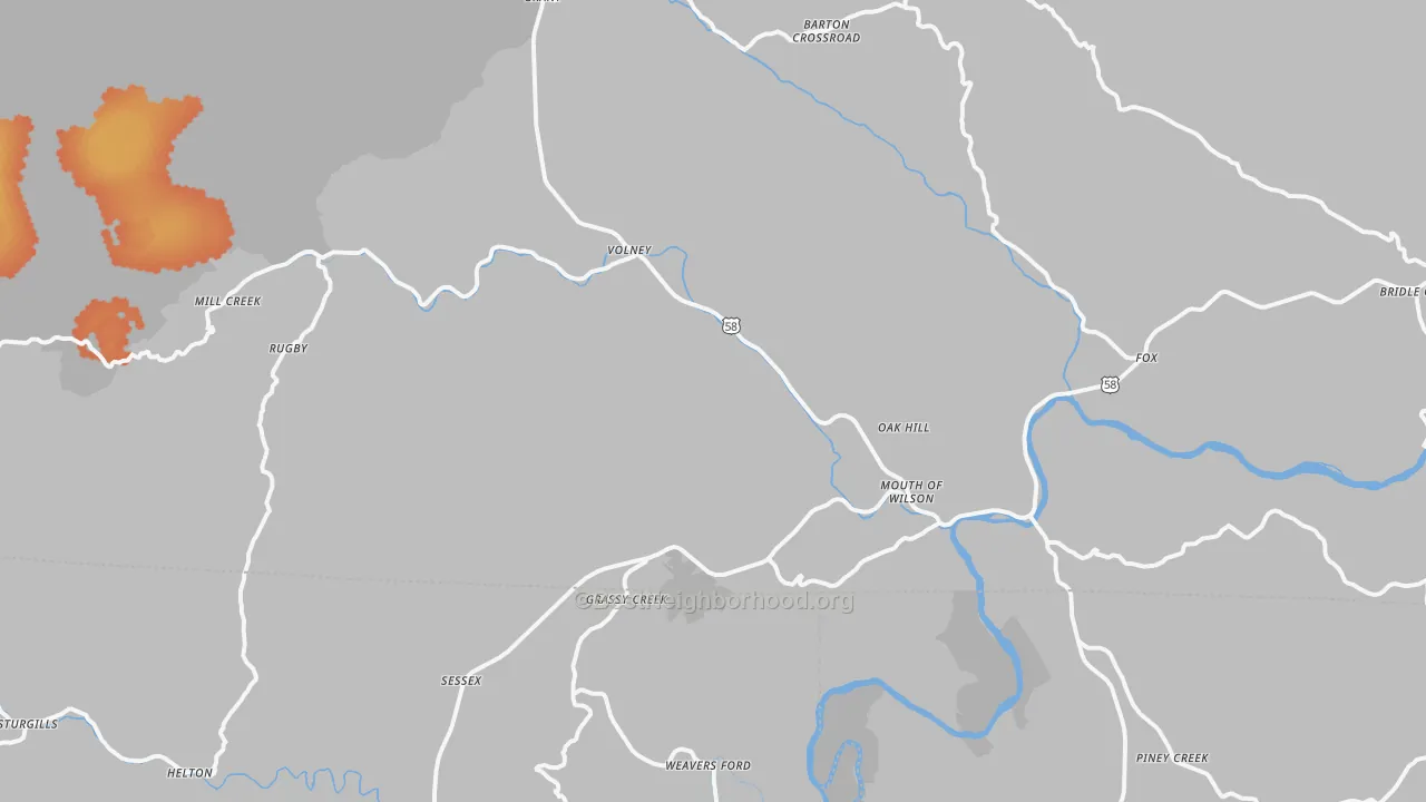 Bike Grade map of Mouth Of Wilson, VA