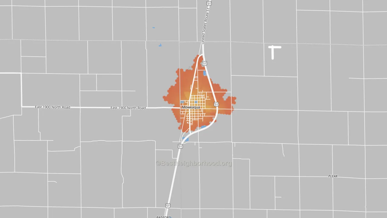 Bike Grade map of Moweaqua, IL