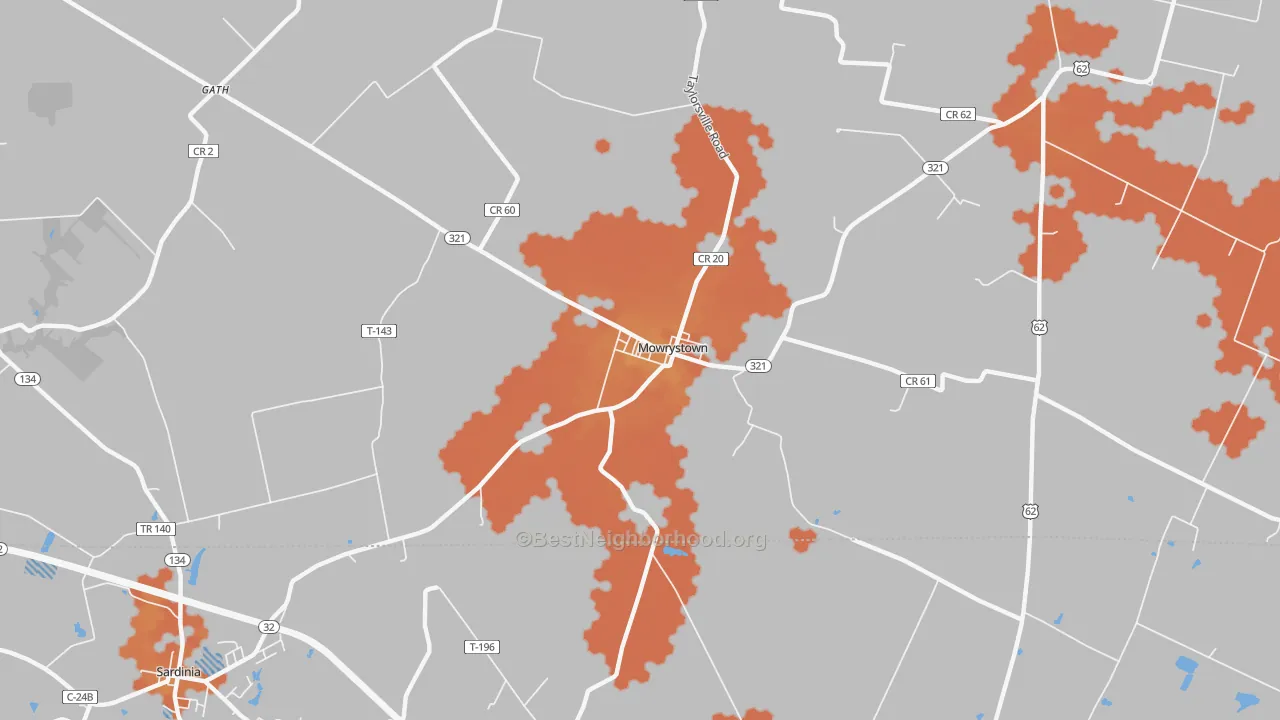 Bike Grade map of Mowrystown, OH